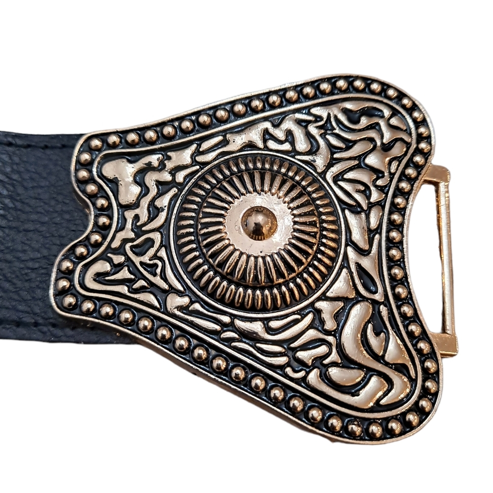 Corset Wide Waist Elastic black & gold statement Belt - Picture 7 of 13